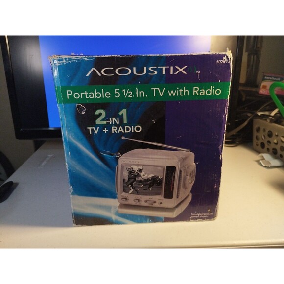 Acoustix 502R 5" Portable Black & White TV w/ AM/FM Radio - New In Box - Picture 3 of 8